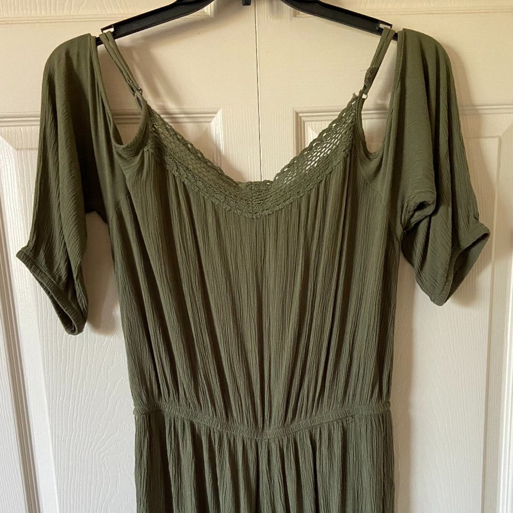 Mudd Solid green Shorts Romper Cold Shoulder Sleeve Size XL